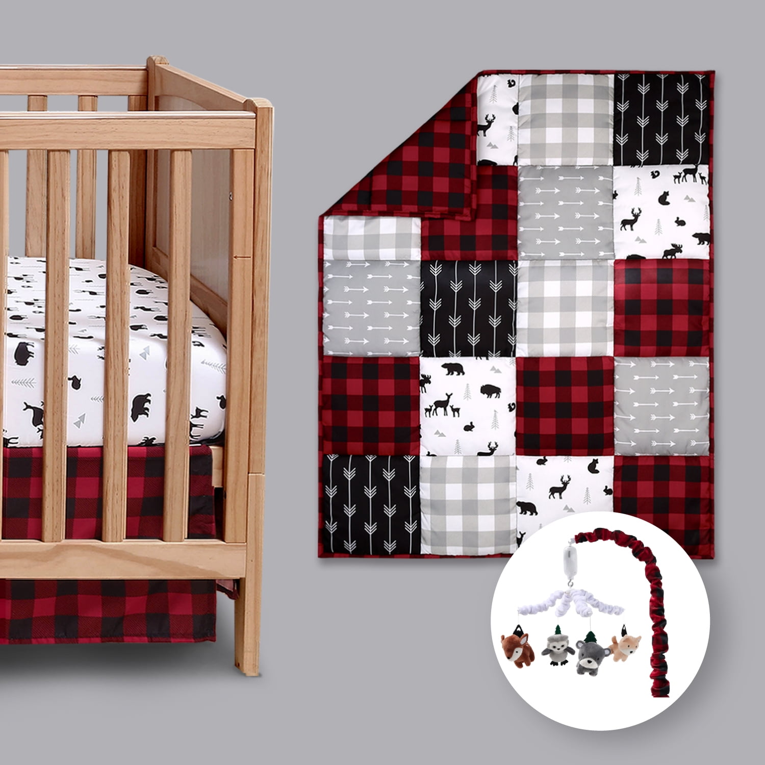 The Peanutshell Buffalo Plaid 4 Piece Baby Nursery Qatar Ubuy