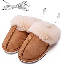 Kunyeah USB Heated Slippers Foot Warmer Shoes Charger Electric Heating Shoes Winter Warm Plush Slippers for Women Men