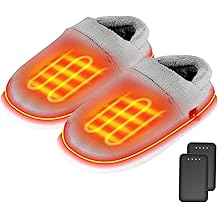 Heated Slippers - Foot Warmer for Men &amp; Women, Electric Heating Slippers, Upgraded 4000mAh Battery Pack