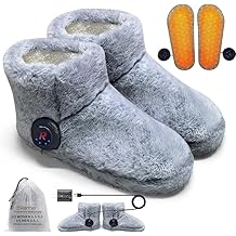 Electric Foot Warmer, Rechargeable Battery Powered Heated Slippers for Cold Feet, House Portable Heated Boots for Women, Graphene Heating Slippers with 4-8 Hours Heat,Washable